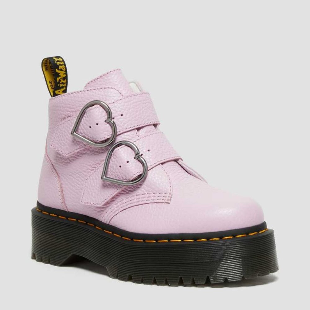 RARE Dr Martens Devon Heart Platform Pink Lavender boots